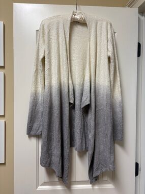Barefoot Dreams Ombre Open-Front Cardigan in Cream and Gray